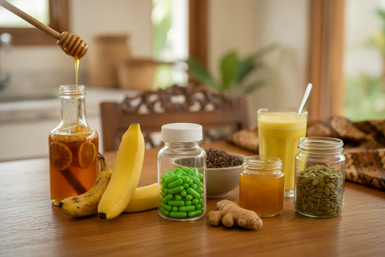 Ahli nutrisi menunjukkan porsi makanan yang tepat di atas meja